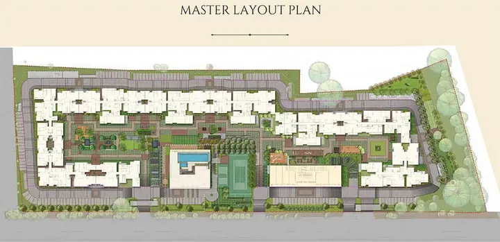 Godrej Aveline master plan — 9 residential towers around a central amenity park on 10 acres at Kogilu Cross, NH-44 Yelahanka