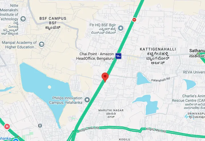Godrej Aveline location map showing Kogilu Cross NH-44 Yelahanka landmarks